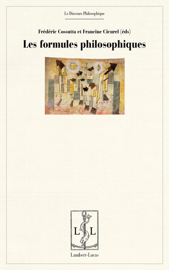 Couverture : Les formules philosophiques. Détachement, circulation, recontextualisation