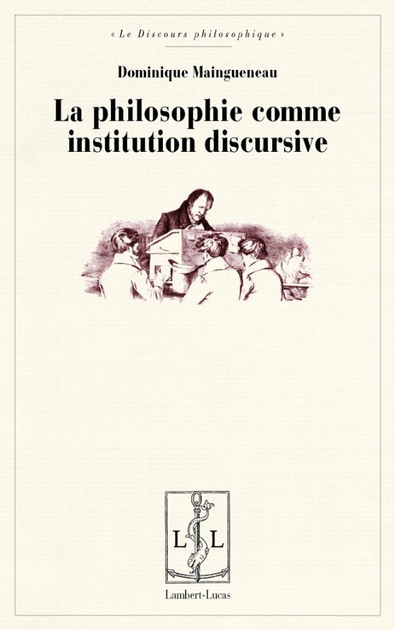 Couverture : La philosophie comme institution discursive