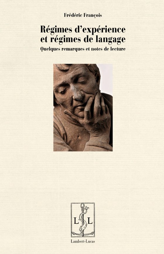 Couverture : Régimes d’expérience et régimes de langage. Quelques remarques et notes de lecture
