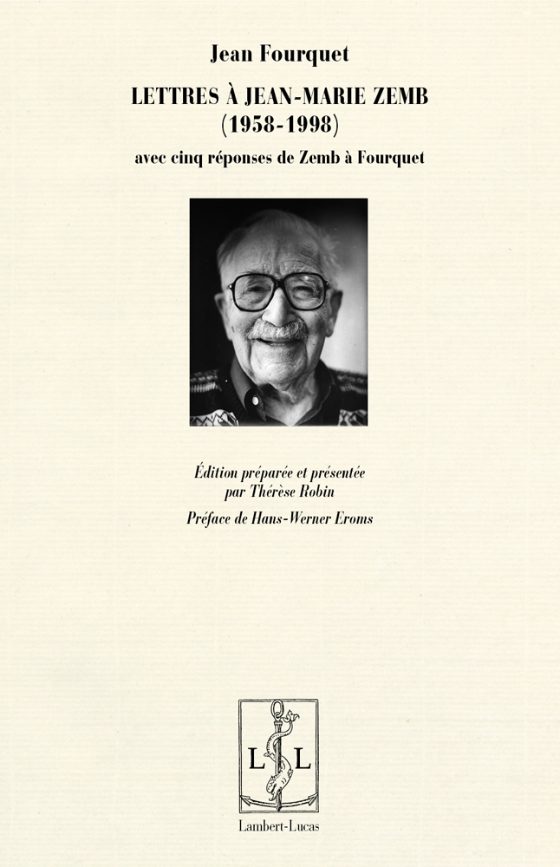 Couverture : Lettres à Jean-Marie Zemb (1958-1998)