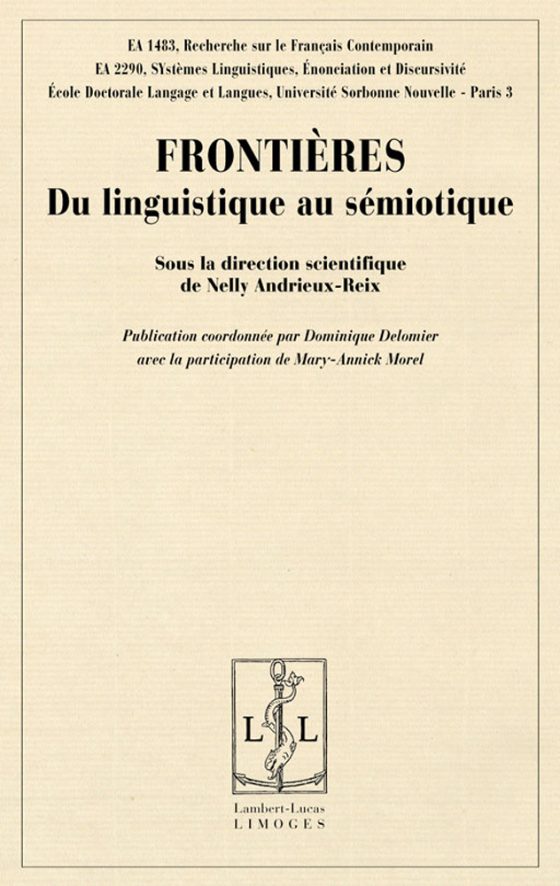 Couverture : Frontières. Du linguistique au sémiotique