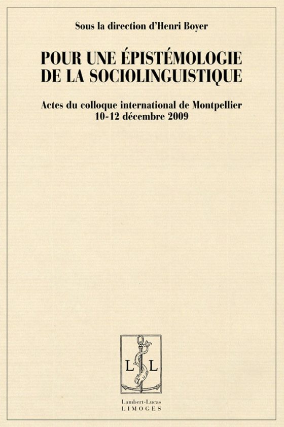 Couverture : Pour une épistémologie de la sociolinguistique