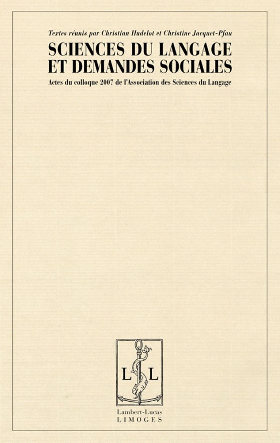 Couverture : Sciences du langage et demandes sociales (ASL 2007)
