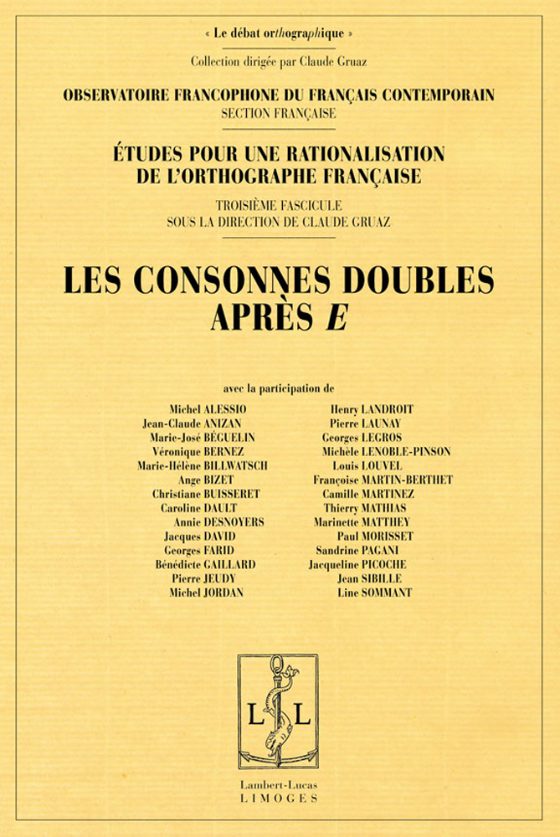 Couverture : Les consonnes doubles après e