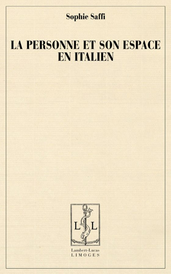 Couverture : La personne et son espace en italien