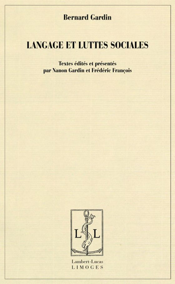 Couverture : Langage et luttes sociales
