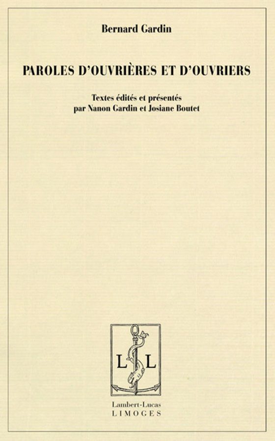 Couverture : Paroles d’ouvrières et d’ouvriers