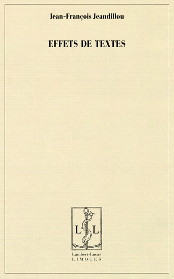 Couverture : Effets de textes
