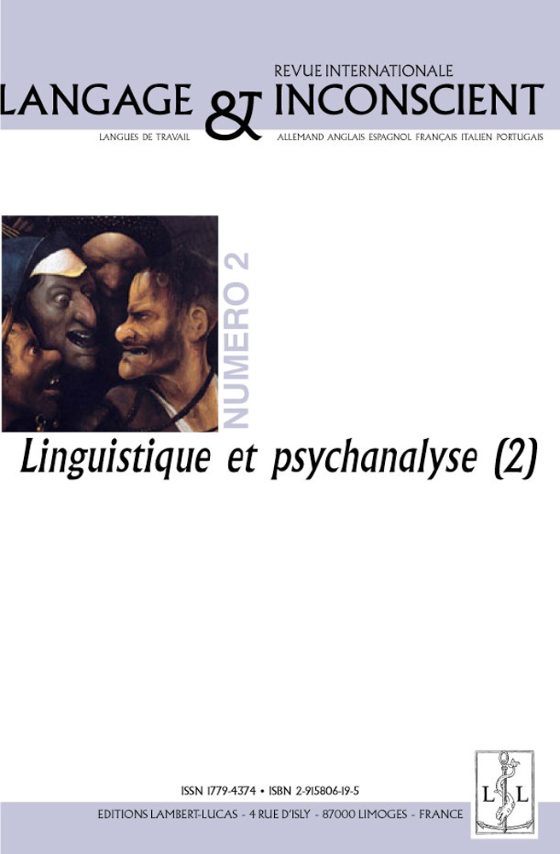 Couverture : Revue Langage & inconscient n° 2 (juin 2006) – Linguistique et psychanalyse (2)