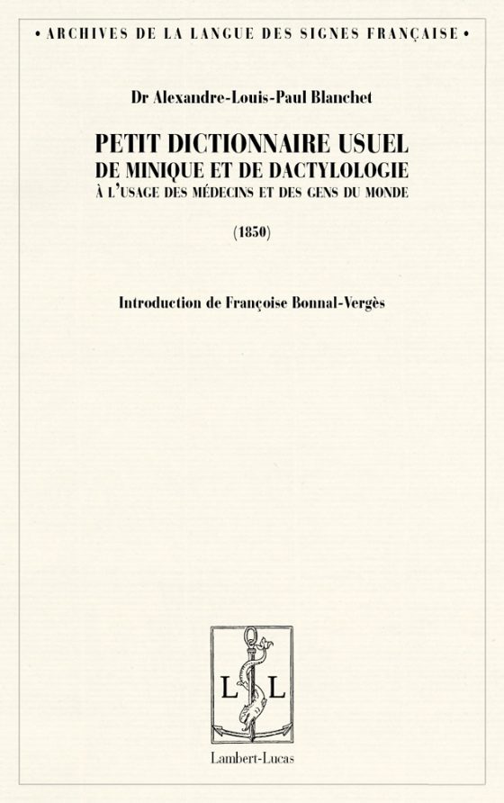 Couverture : Petit Dictionnaire usuel de mimique et de dactylologie (1850)