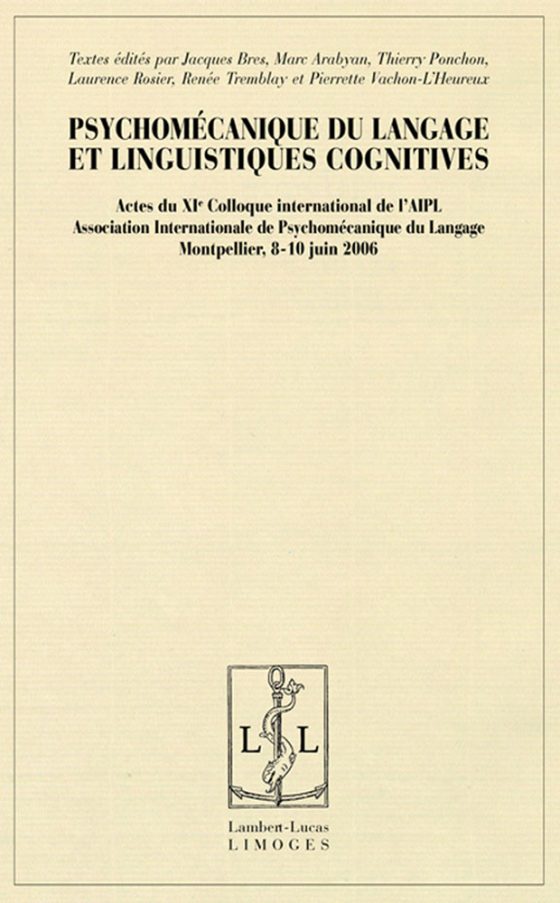 Couverture : Psychomécanique du langage et linguistiques cognitives (AIPL 2006)