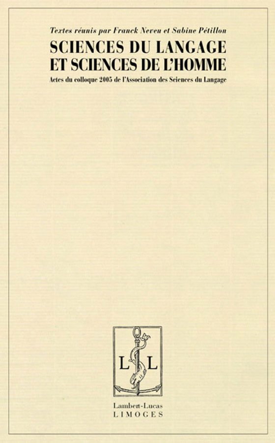 Couverture : Sciences du langage et sciences de l’homme (ASL 2005)