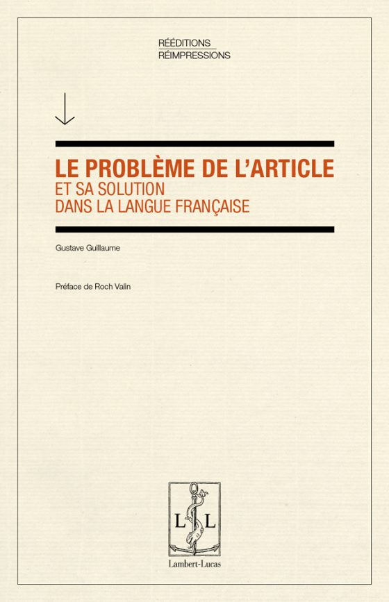 Couverture : Le problème de l’article et sa solution dans la langue française (1919)