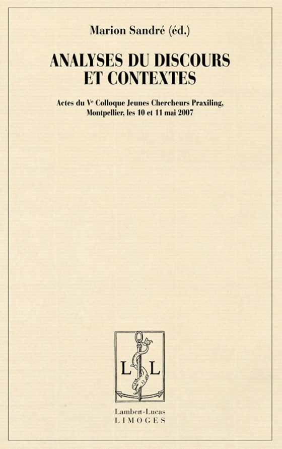 Couverture : Analyses du discours et contextes