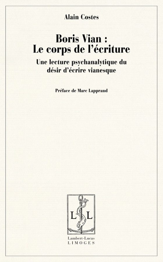 Couverture : Boris Vian : le corps de l’écriture