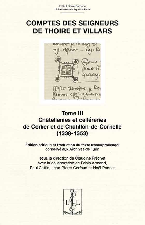 Couverture : Comptes des seigneurs de Thoire et Villars – Tome III